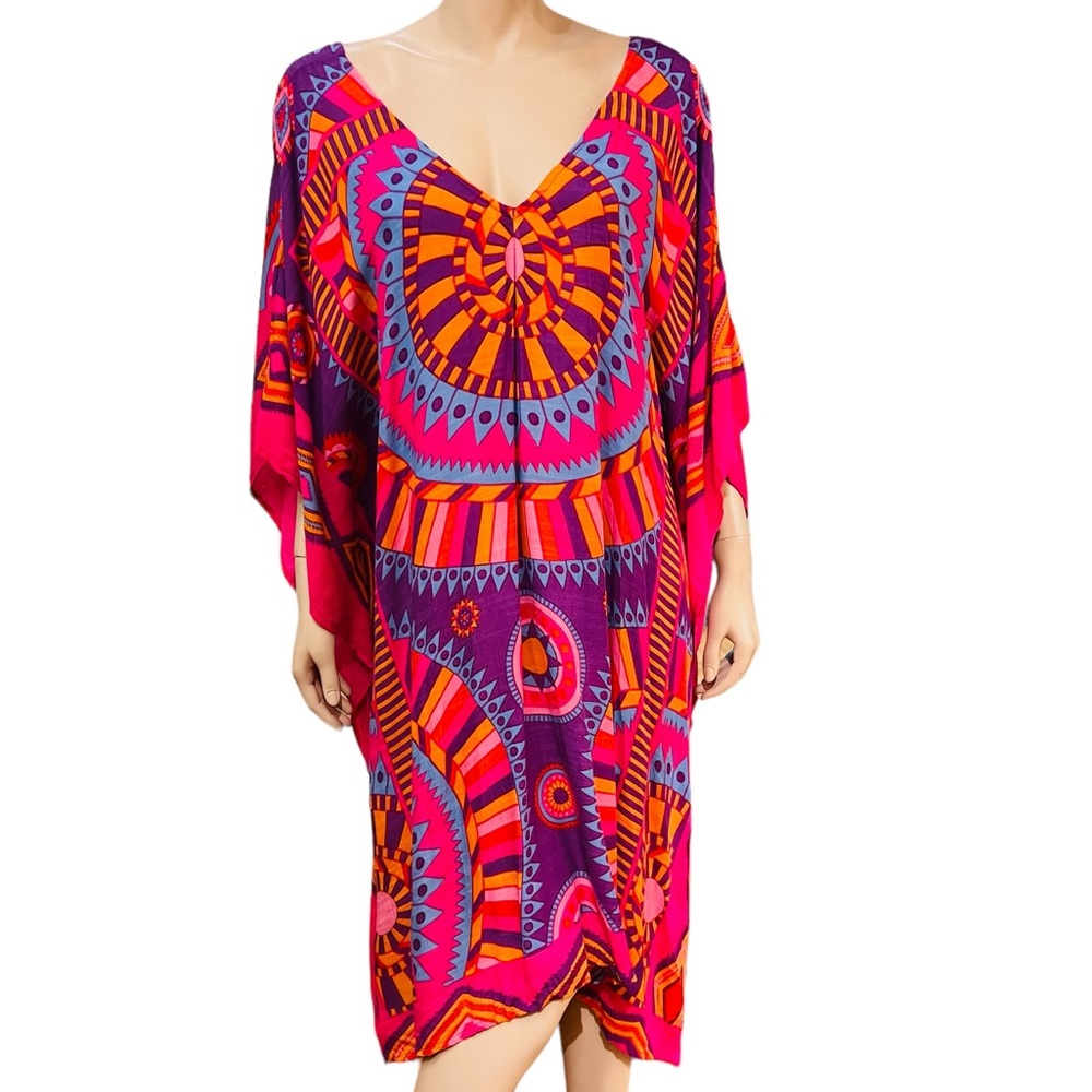 Theodora & Callum Kaftan Cover up One Size Boho Print New with Tag Fits Large - Picture 1 of 10